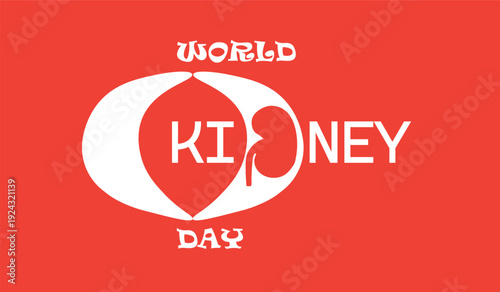 9World Kidney Day vector illustration with stylized kidney typography promoting health awareness prevention and medical education
