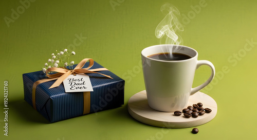 Happy father's day gift and coffee morning celebration