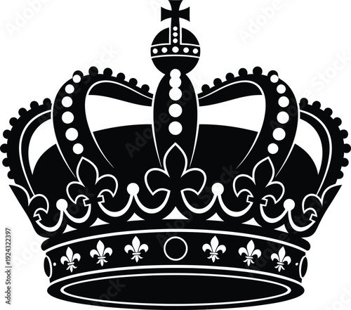 Black and white royal crown illustration