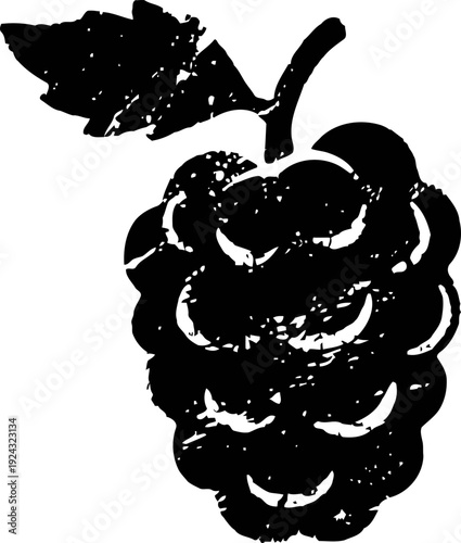 Blackberry with leaf silhouette isolated on white background, berry fruit vector illustration