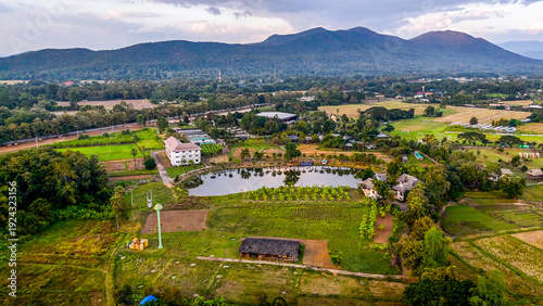Obraz na płótnie Aerial Dutch style farm attraction Chiang Mai Thailand countryside