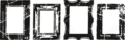grunge vintage black frames set with distressed textured borders in various shapes