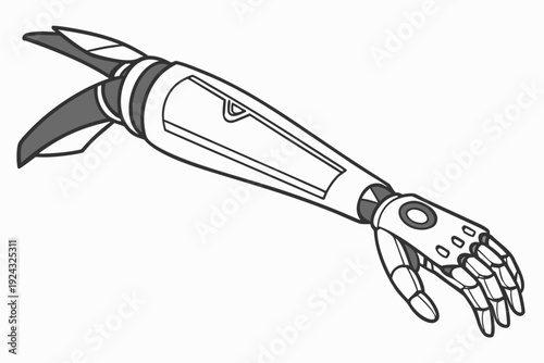 Futuristic Robotic Arm Prosthesis Technology Illustration.