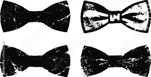 Four grunge bow ties set vintage stylish men's fashion accessory, elegant retro neckwear collection
