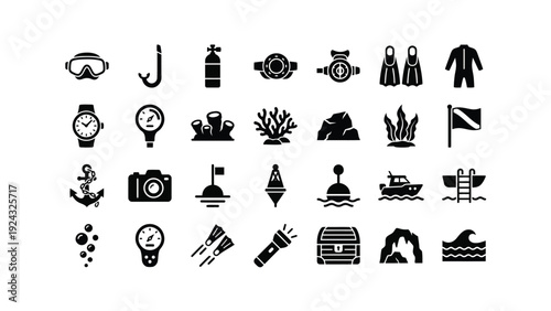 Pirate Icons Set Isolated on White Background