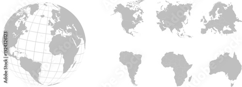 Planet Earth. Earth Day. The Earth, World Map. Territory of continents - North America, South America, Africa, Europe, Asia, Australia. Vector