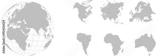 Planet Earth. Earth Day. The Earth, World Map. Territory of continents - North America, South America, Africa, Europe, Asia, Australia. Vector