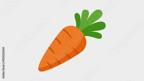 Vibrant orange carrot with green leafy top on white background fresh and healthy vegetable icon