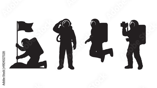 Vector Illustration Of Astronauts In Various Actions On Space Mission For Space Exploration And Adventure Concept