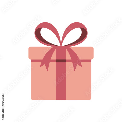 A simple pink gift box with a red ribbon is ready to be opened.