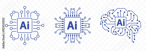 AI processor microchip icon showing artificial intelligence hardware and circuit technology. Business technology illustration for machine learning  digital intelligence  computer processing unit