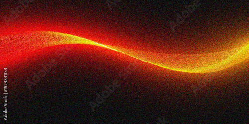 An abstract red background with waves features a glowing texture of fire and orange light patterns that flow in a bright motion against a dark space