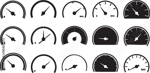 Black and white gauge with various dials and pointers meter indicator speedometer