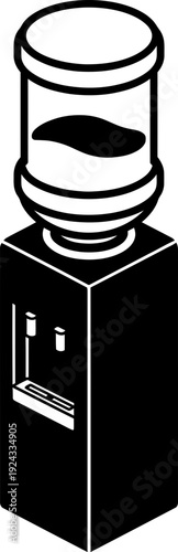 Water cooler dispenser icon with bottle. Office water supply and hydration concept. Vector illustration symbol for design, app, web