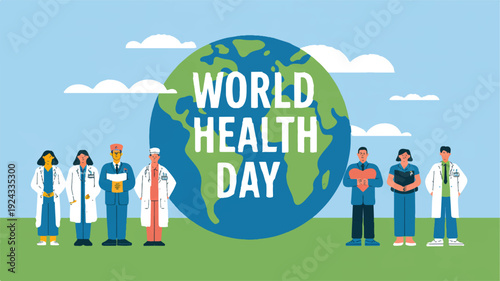 Diverse doctors and healthcare workers celebrate world health day globally