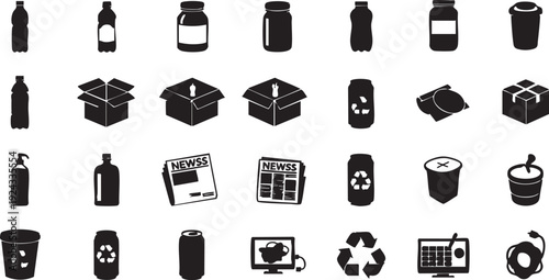 Black and white of recyclable and waste management recycling recyclable waste management