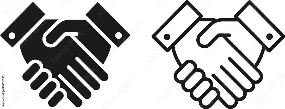 Obraz premium Handshake agreement partnership logos in black and white