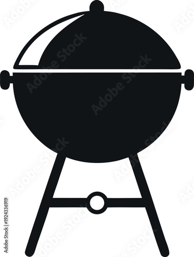 Simple black silhouette of a charcoal barbecue grill