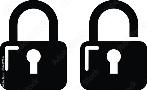 Two black padlocks side by side on white background