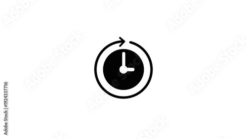 Time Clock History Icon .History icons set. clock wise sign Design Element. arrow, 24-7, countdown, and clock white background .
