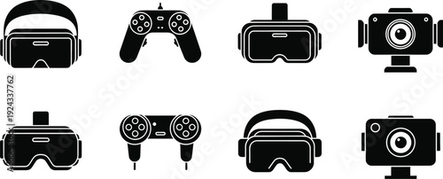 Gaming and virtual reality icon set for designers and developers