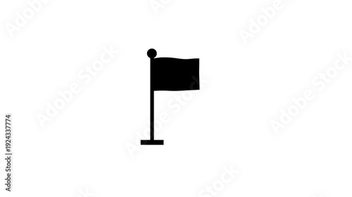 Flag isolated black icon . a person holding and waving a black flag on a pole Simple flag icon . Flag icon design template on white background .