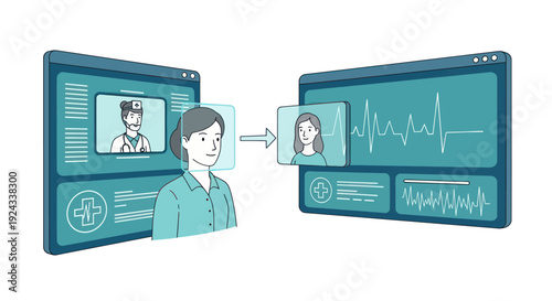 Telemedicine consultation with doctor and patient online.