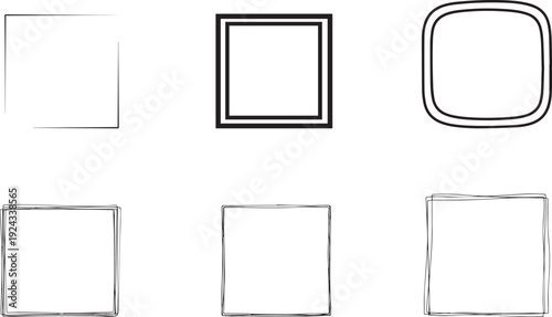 Collection of rectangle and oval frame outlines isolated on transparent background