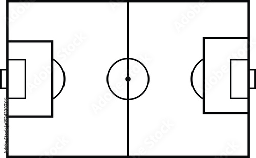 Soccer field diagram with goals and center circle
