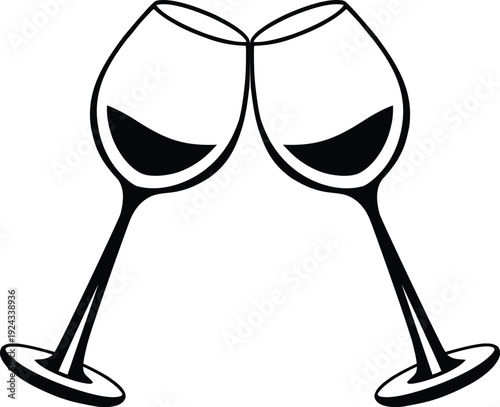 Two wine glasses clinking together in a toast