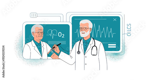 Female dermatologist analyzing skin condition on digital tablet with medical report on screen.