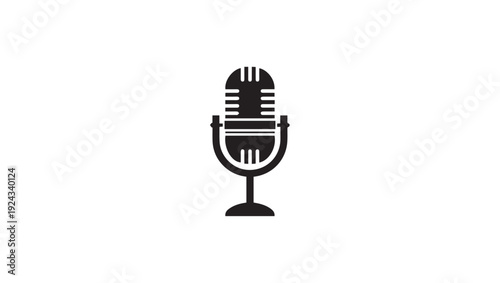 Retro Microphone Icon on White Background Vintage Audio Equipment Symbol