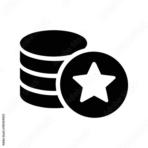 Loyalty points reward coins icon solid black icon vector illustration
