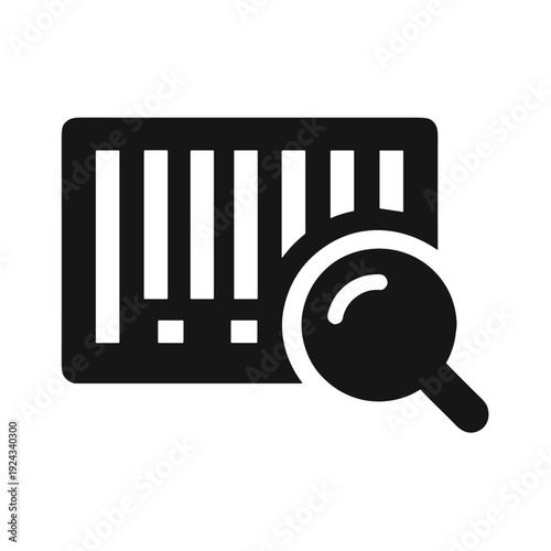 Barcode scanning product search icon solid black icon vector illustration