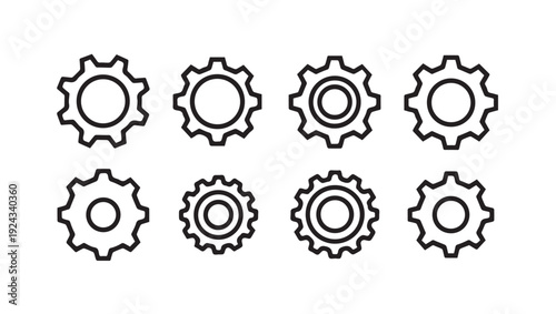 Set of different sized gears line icons industrial elements conceptual