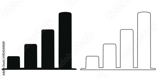 Four level bar chart icon set for data statistics or signal strength