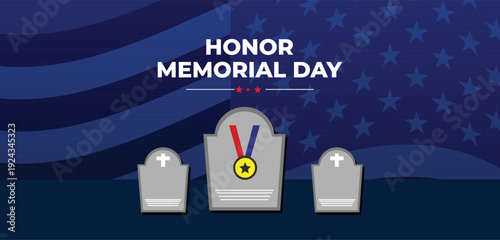 Memorial Day patriotic image background -  - vector illustration - America Honoring All Who Served