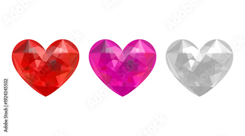 Gemstone heart. Diamond heart set. Jewellery hearts collection  