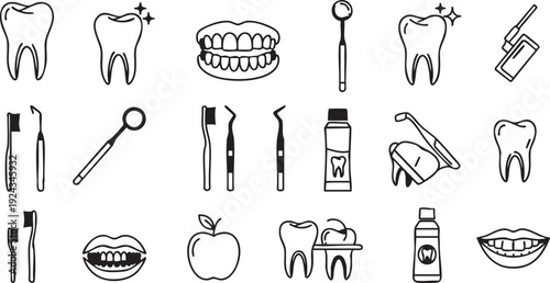 Dental care including teeth toothbrushes toothpaste and dental tools dentist