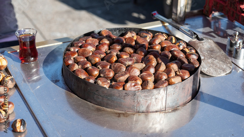 Roasted chestnuts street food in Istanbul.