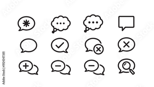 Speech Bubble Icons with Symbols for Communication Chat and Feedback