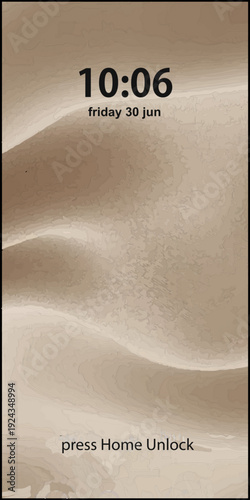 Desert sand dunes contour map background with time and date display