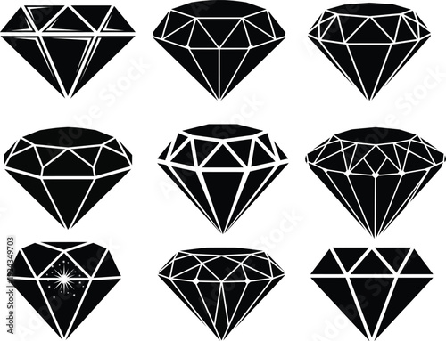 Collection of various diamond shapes and cuts