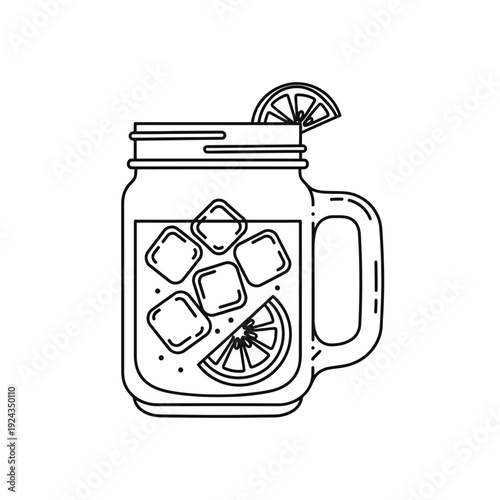 Refreshing lemon and ice in a mason jar drink with citrus slices.