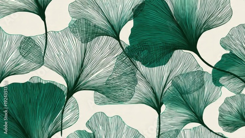 Ginkgo leaf art in shades of green