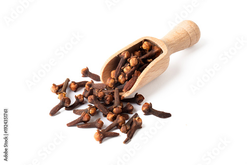 Dried cloves on the white b...