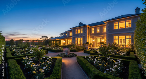 Wallpaper Mural Elegant country estate with formal gardens at sunset Torontodigital.ca