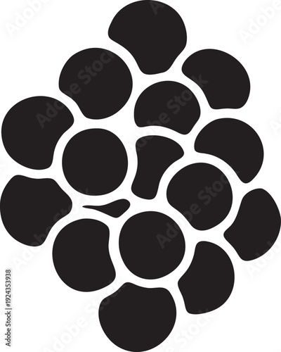 Black Silhouette of a Cluster of Grapes or Berries, Vector Graphic