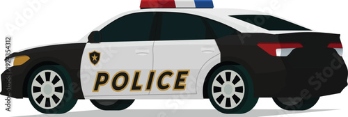 Law enforcement vehicle angled rear side view illustration