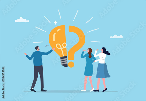 Solving problem, critical thinking root cause analysis to solution, answering question or success resolve issues, discover opportunity, creativity concept, businessman make idea from question.